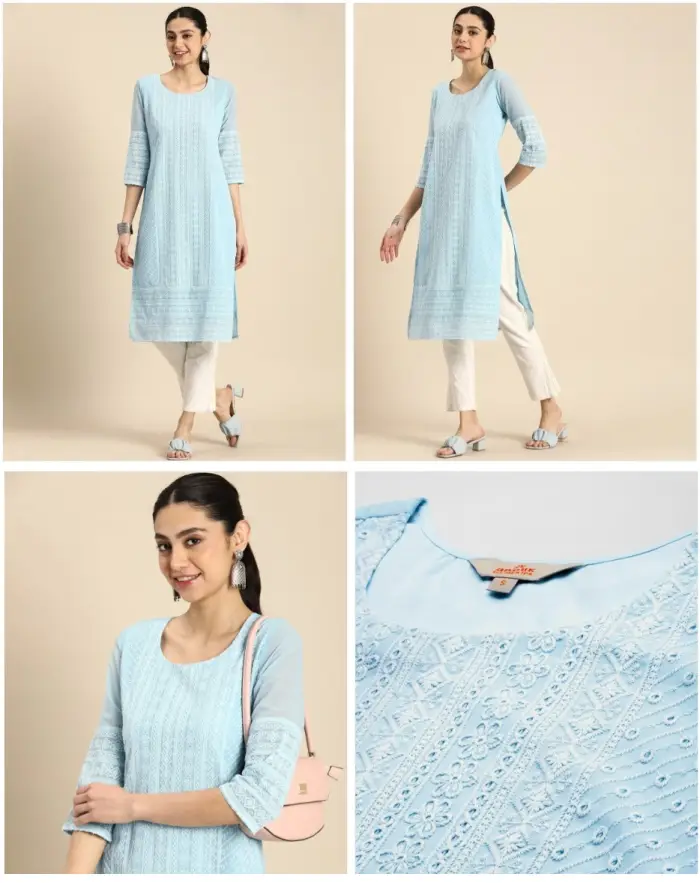 Blue Chikankari Kurta for Women