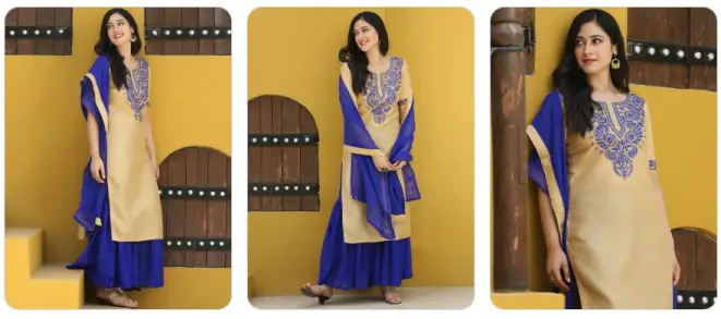 Blue Chikankari Kurta for women