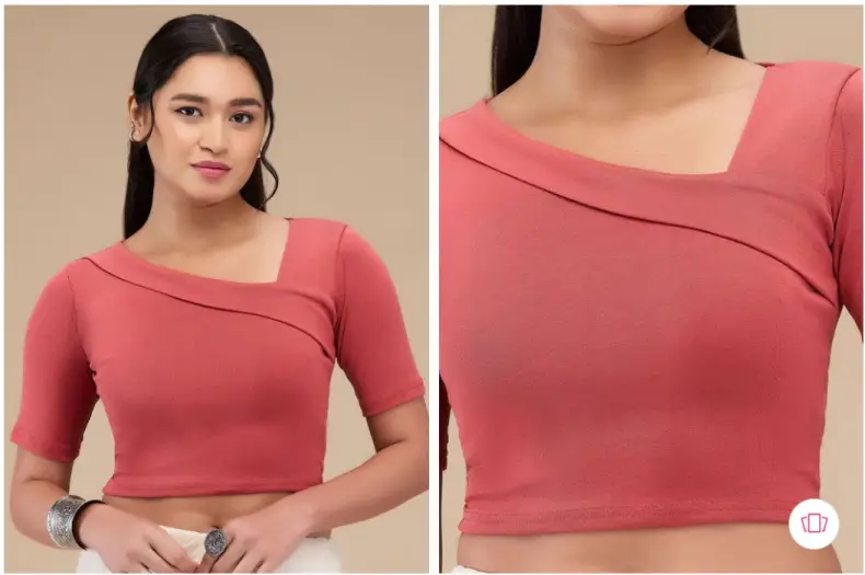 Asymmetric neck Saree blouse