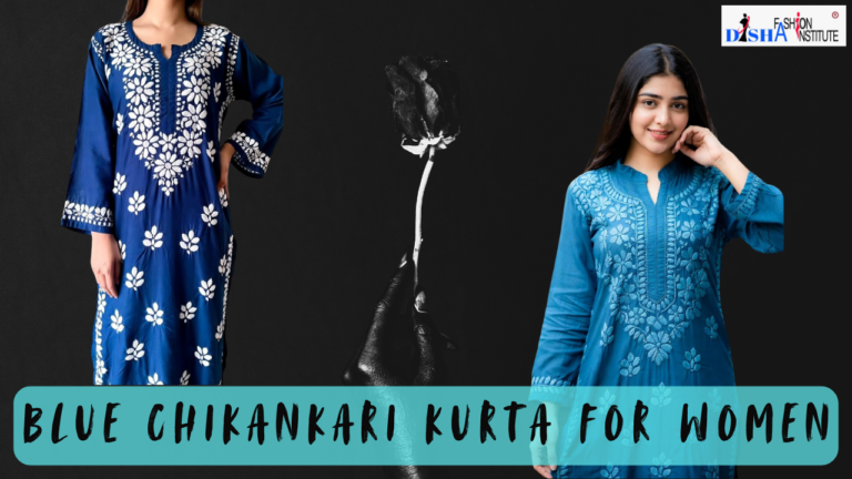 blue chikankari kurta for women
